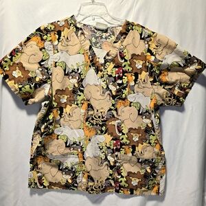 Tafford Multicolor Animal Print Scrub Top